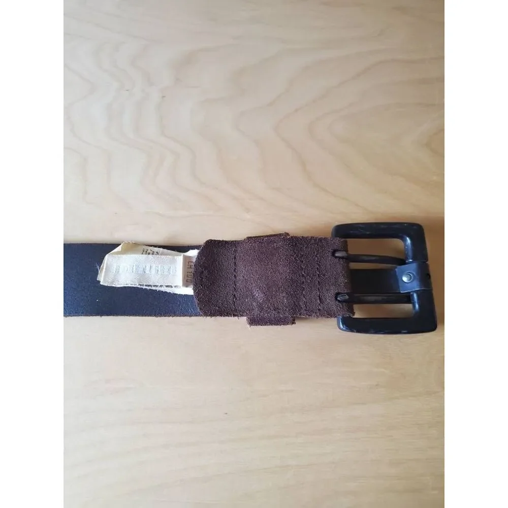 Diesel Suede Leather Dress Belt Brown Adjustable Italy Metal Buckle 100/40